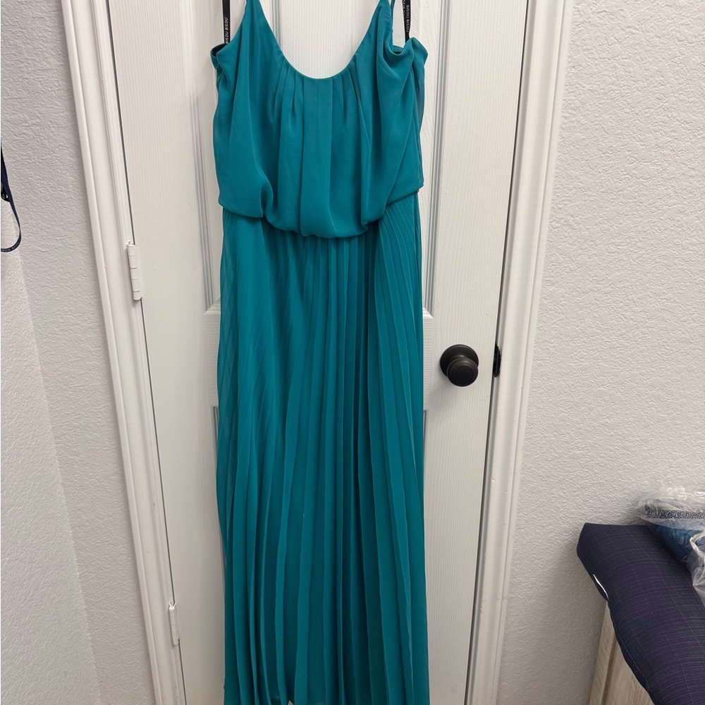 Bisou Bisou Teal Pleated Maxi Dress